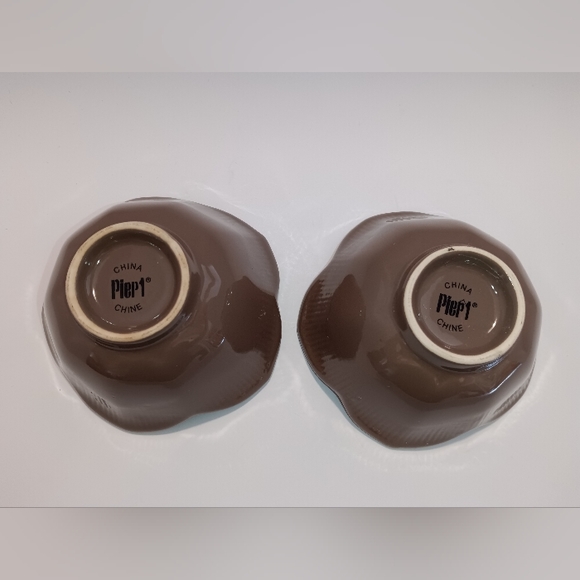 🆕Pier 1 | Set of 2 Taupe Lotus Flower Serving Dish Bowls - Picture 7 of 16